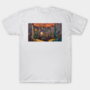 Fairytale Woodland Folk Art Cottages T-Shirt